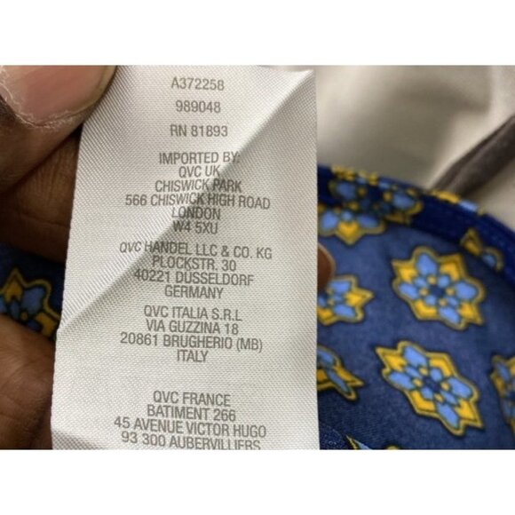 Laurie Felt Womens Button Front Shirt Blue Green Floral Neck Tie Blouse S New - Picture 8 of 9